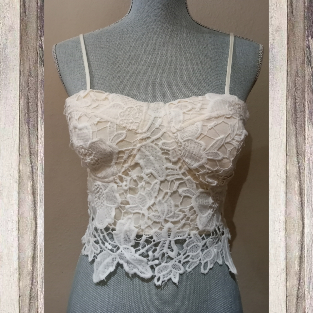 Floral Crochet Lace Bustier Crop Top